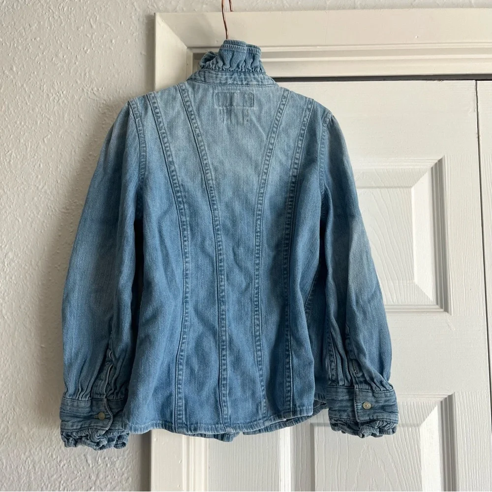 Ralph Lauren girls denim button down ruffle shirt